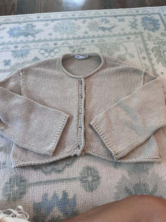 Zara Sweaters - Zara Basic Knit (S) Cardigan in Sand with Button-Down Detail
